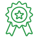 Green award ribbon with a star icon.