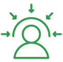 Icon of person with surrounding arrows.